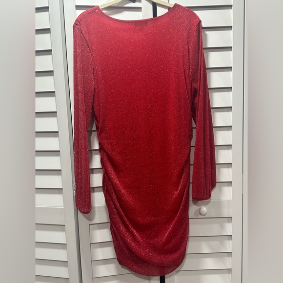 Justify Red Ruched Long Sleeve Dress - Picture 2 of 3